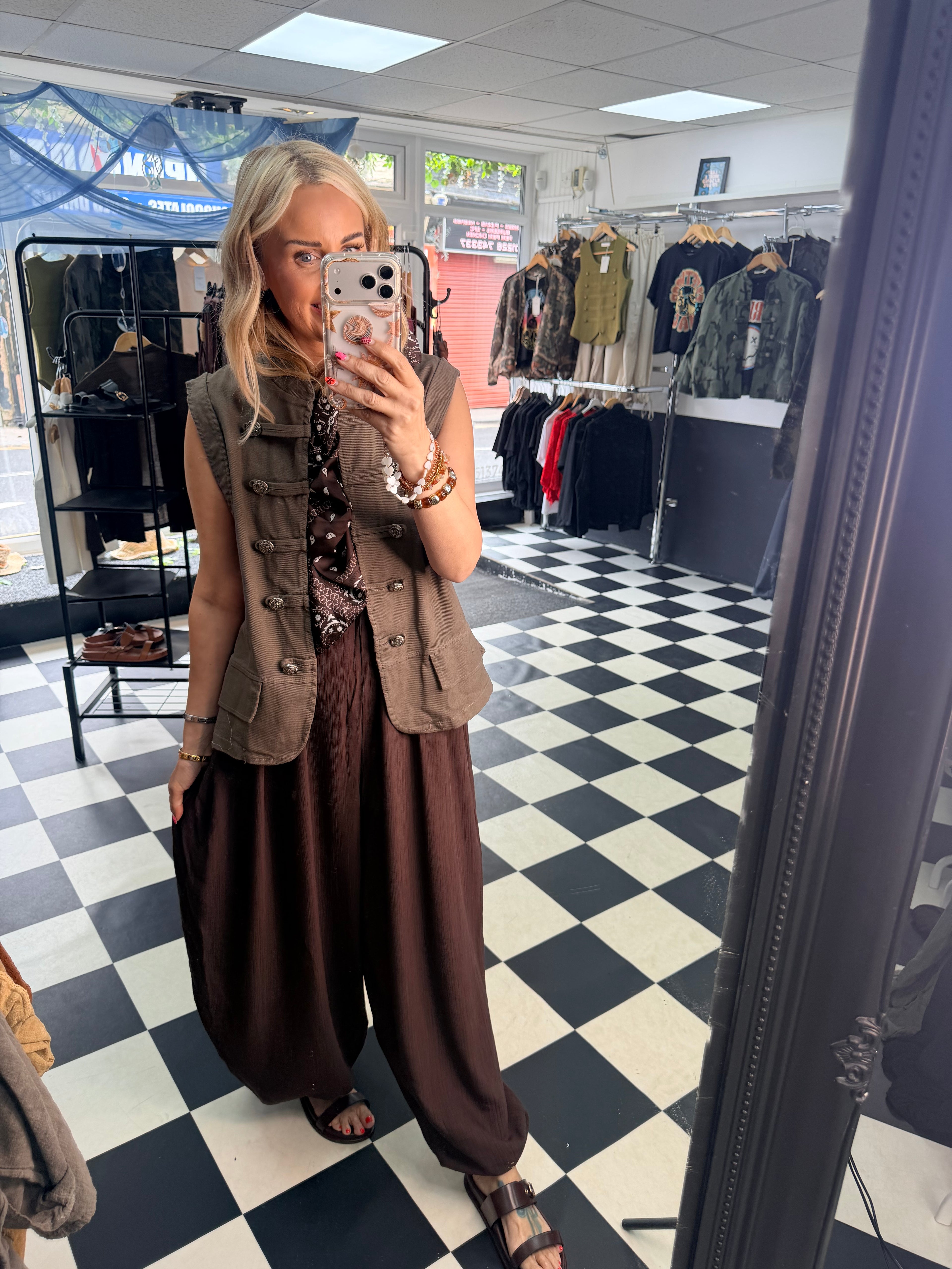 Bandana Scarf Jumpsuit Chocolate