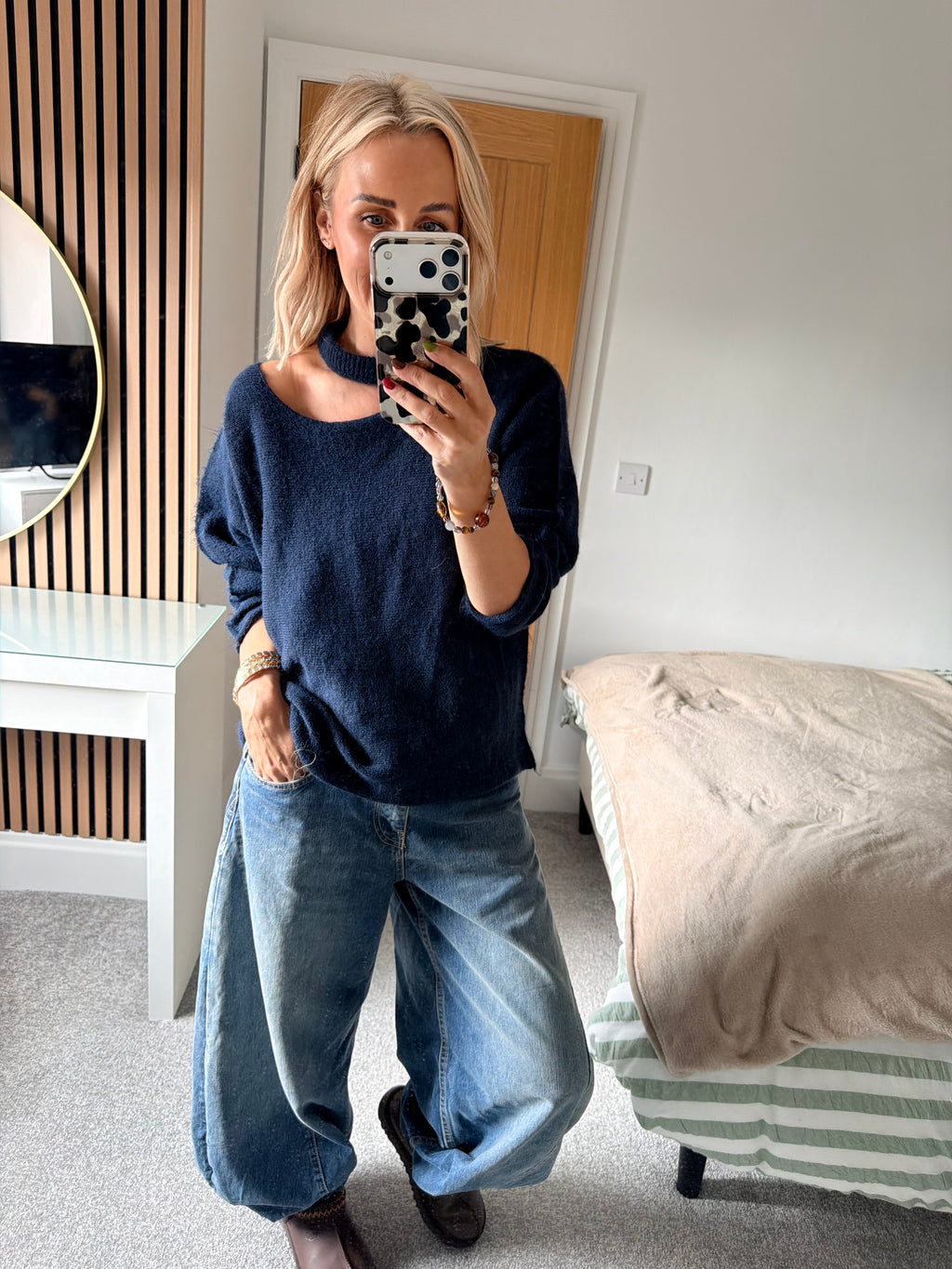 Slash Neck Jumper Navy