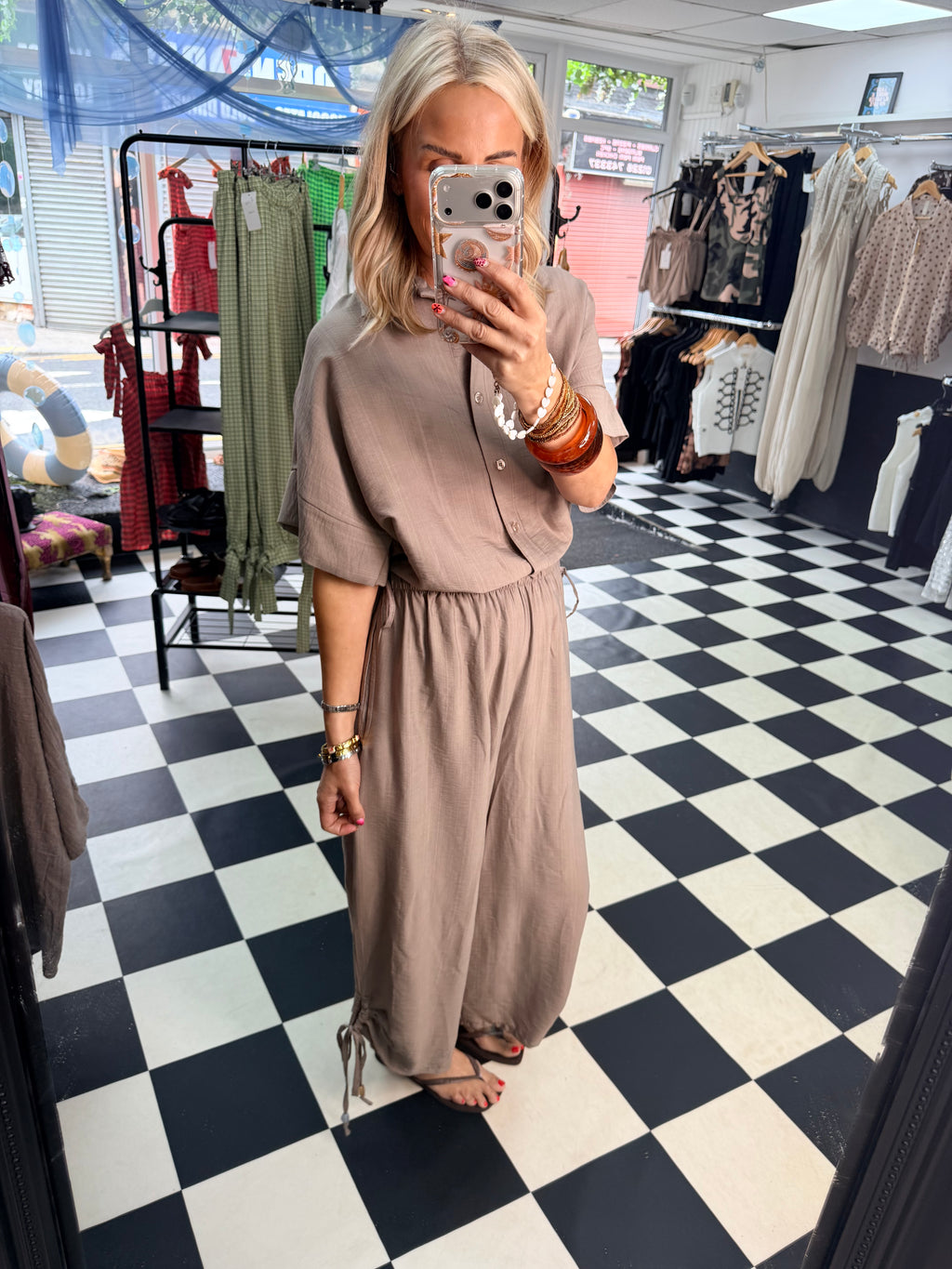 Beaded Co Ord Taupe