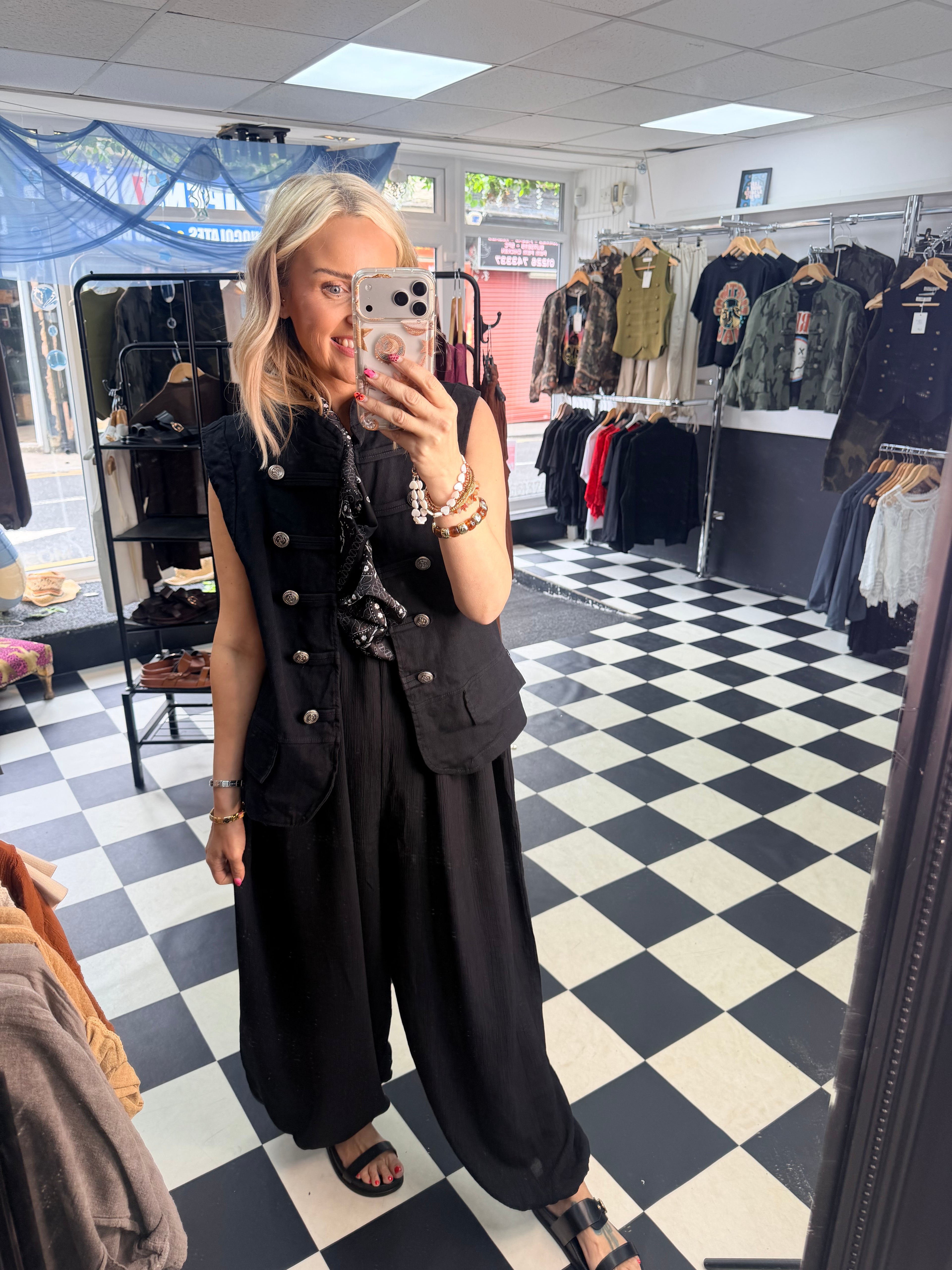 Bandana Scarf Jumpsuit black