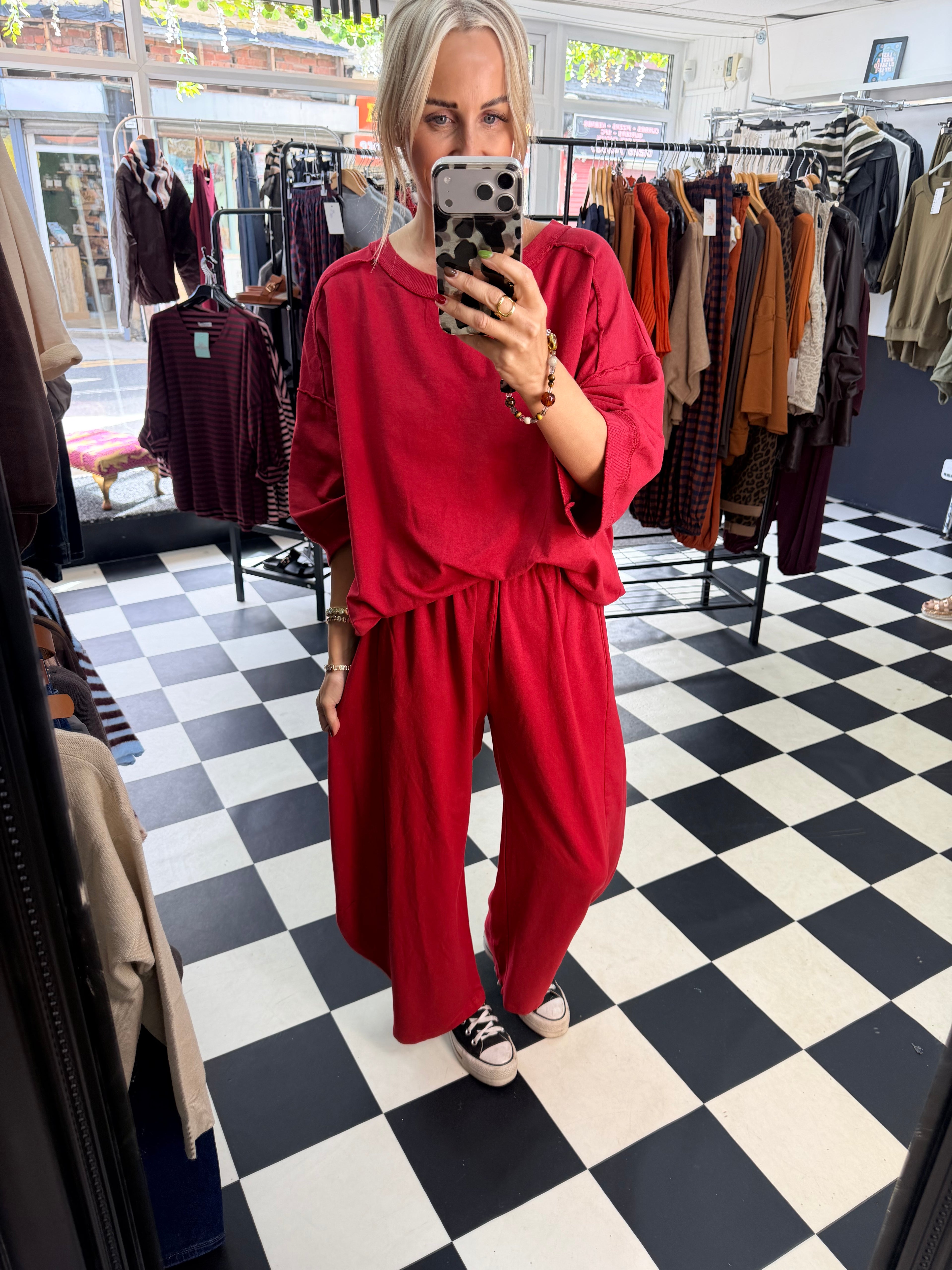 Slouchy Casual Top Red