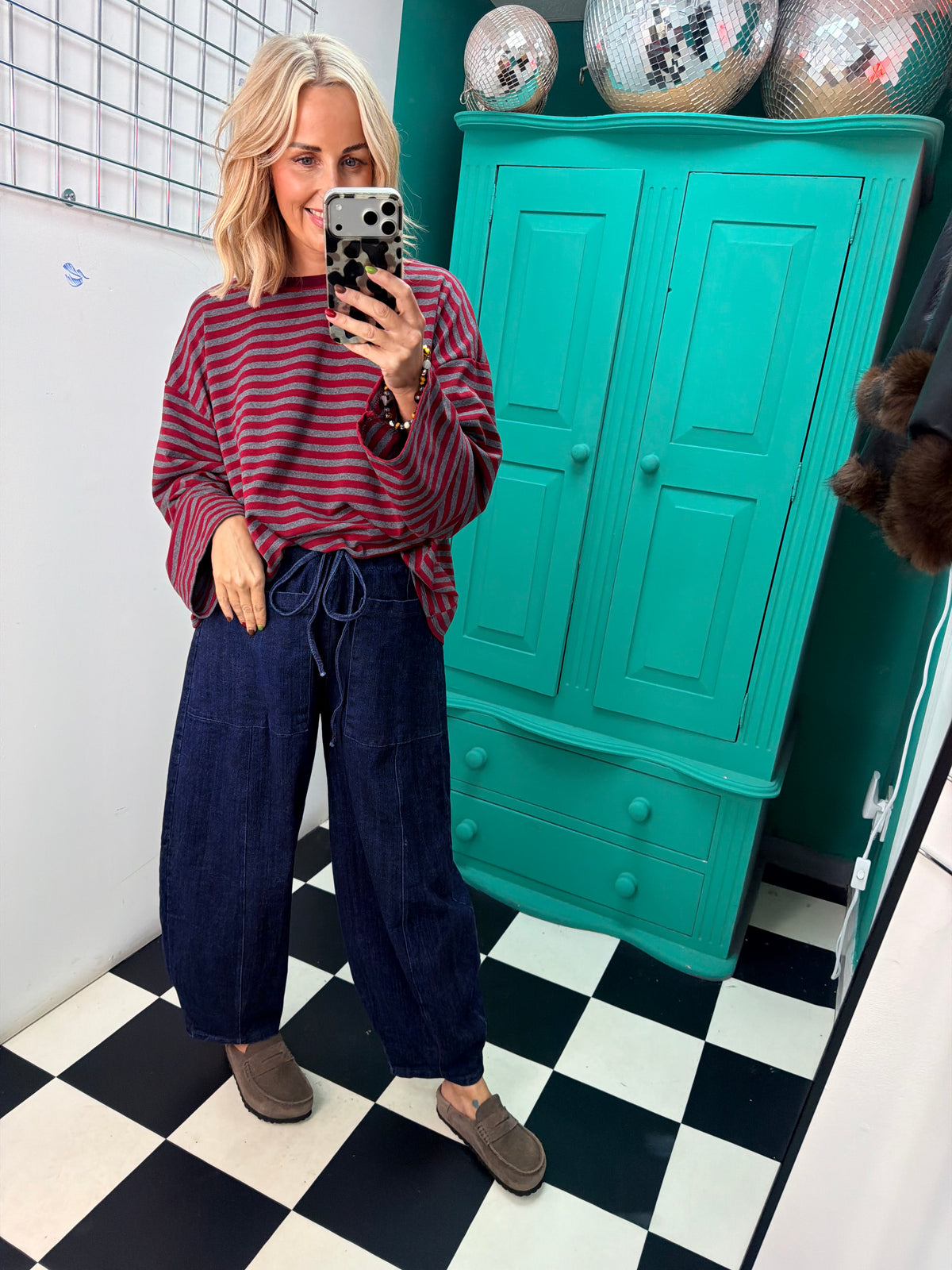 The cosy stripe - Grey and wine