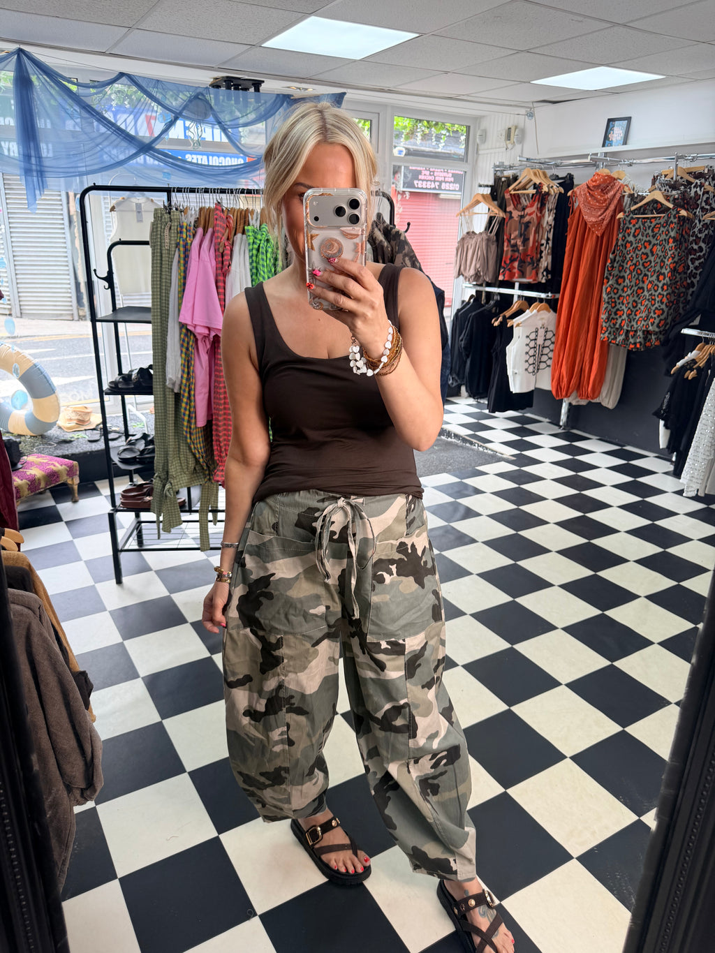 Camo Barrel leg trousers khaki