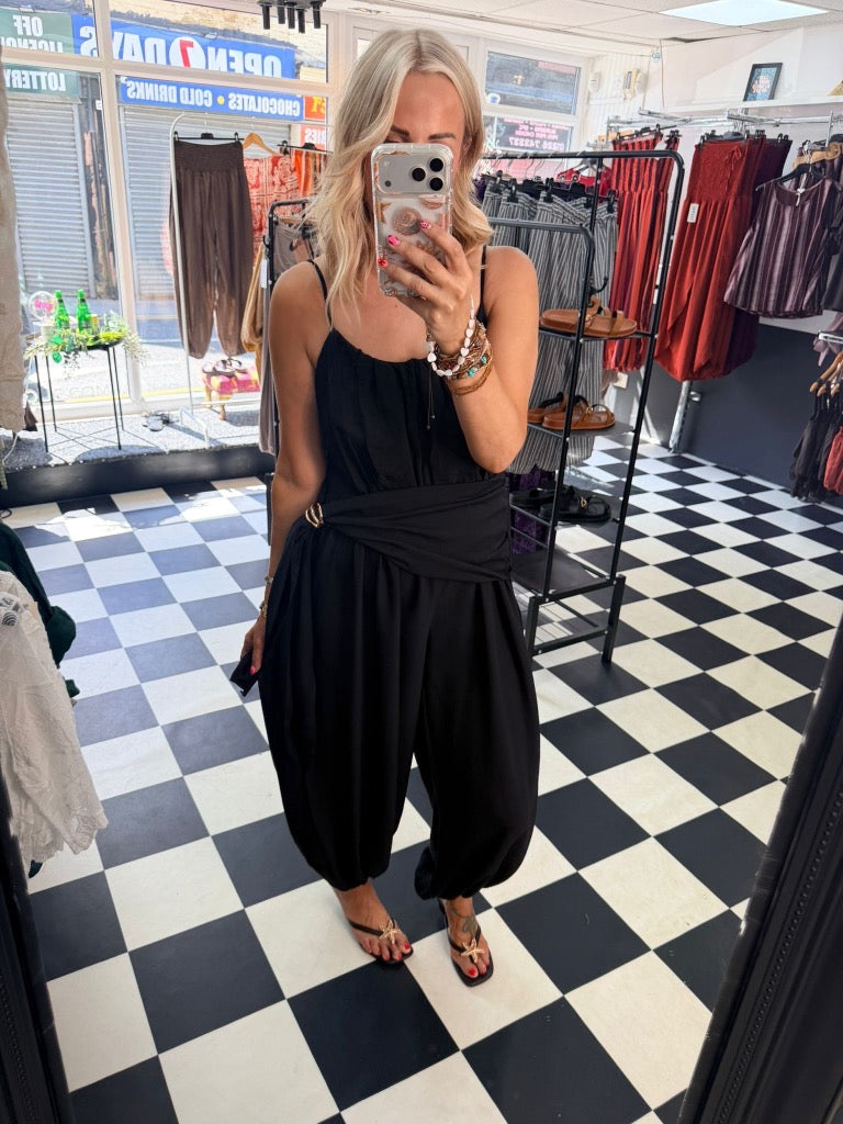 Wrap Crinkle Jumpsuit Black