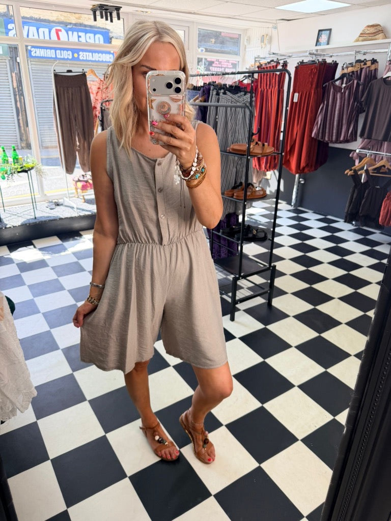 Crochet Boho Playsuit Taupe