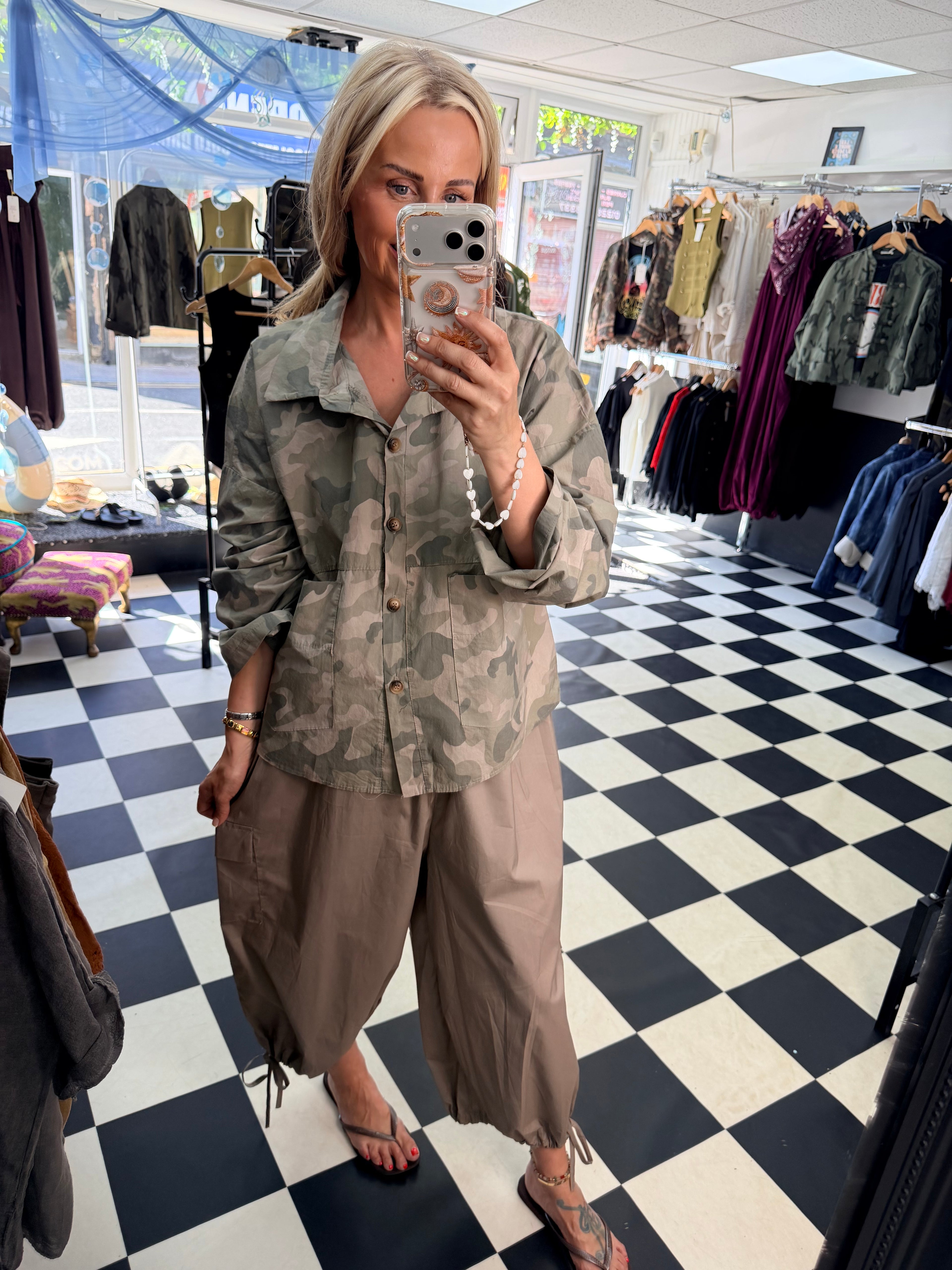 Camo Shacket Khaki