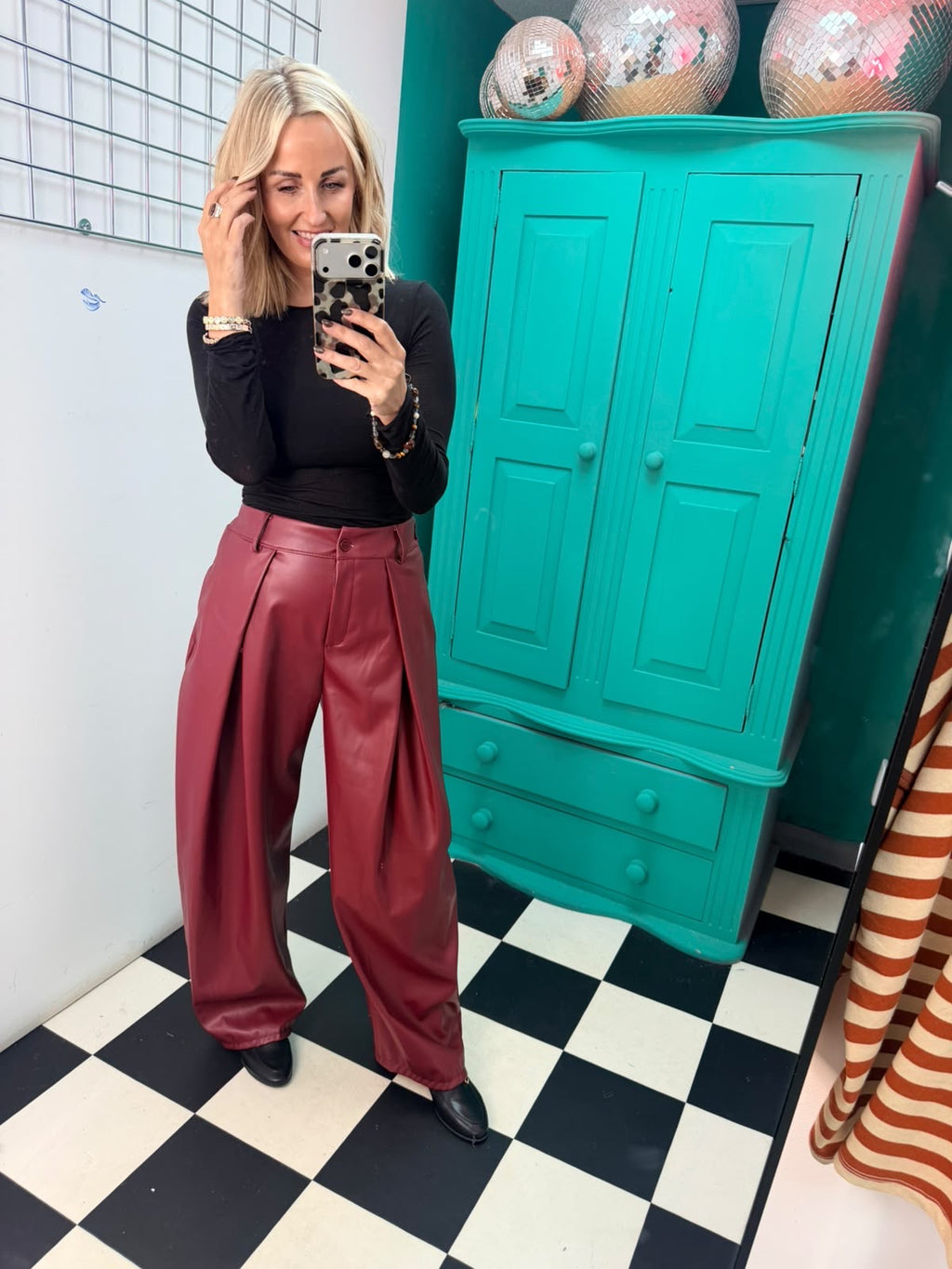 Sienna Pu Trousers - Wine