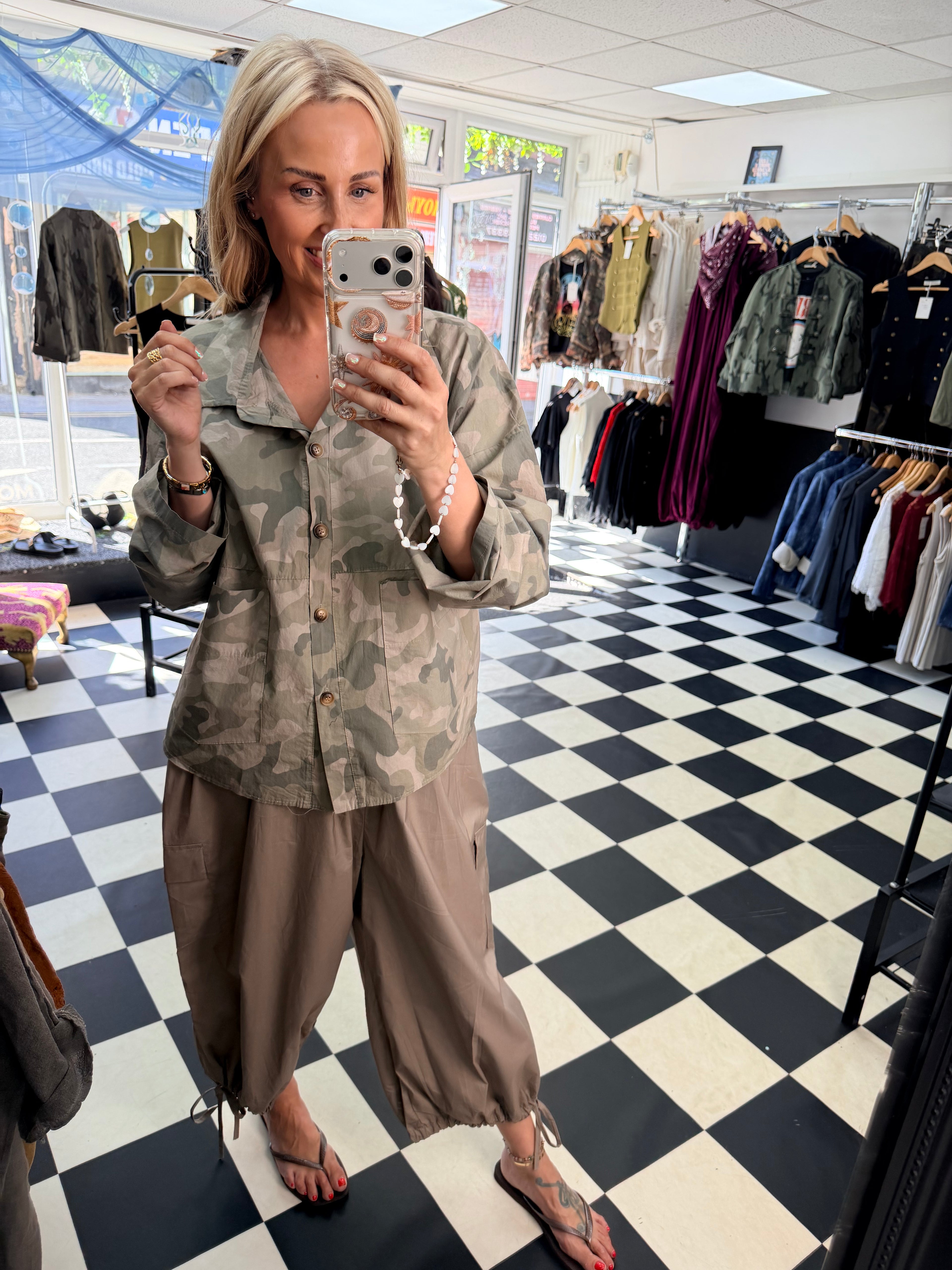 Camo Shacket Khaki