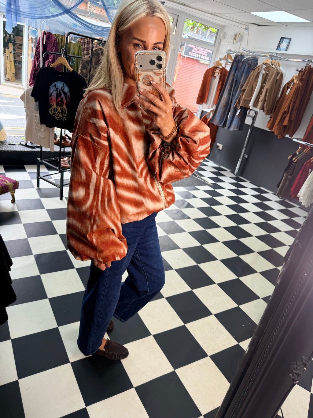 Needlecord Zebra Slouchy Jacket Rust