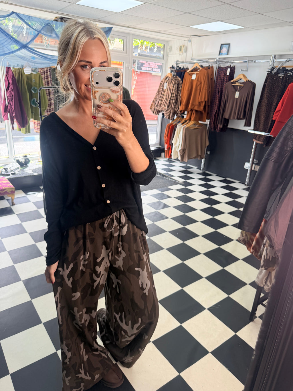 V Neck Cardigan Black