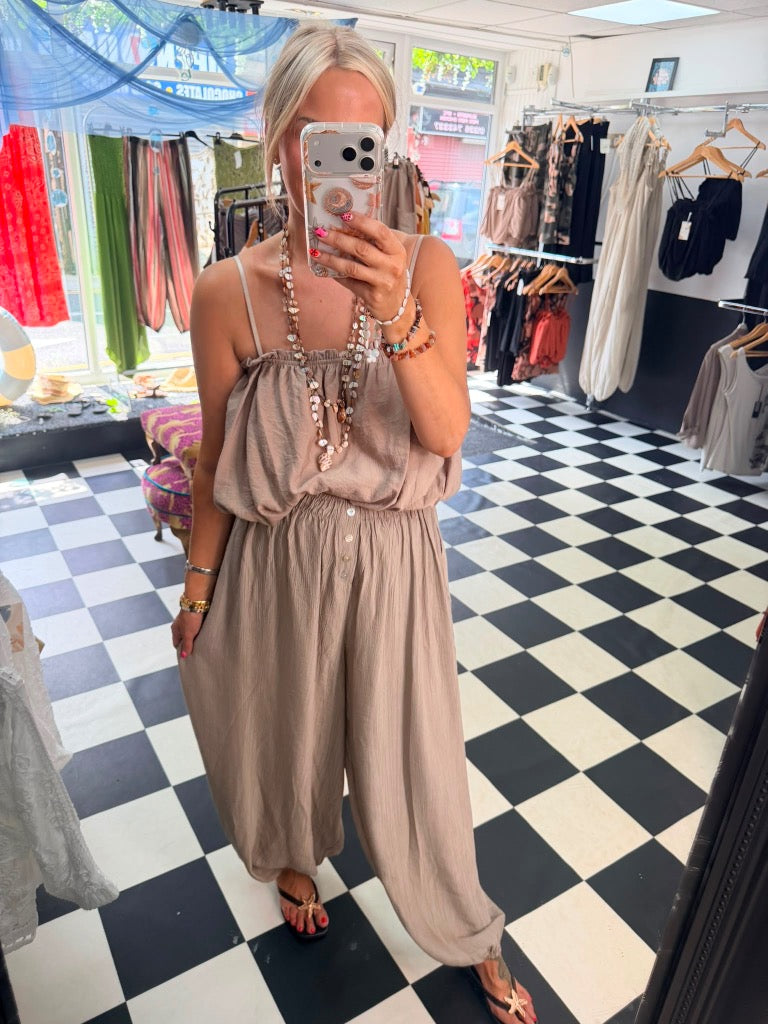 Button balloon trouser - Taupe