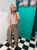 Cord patch trousers - Taupe