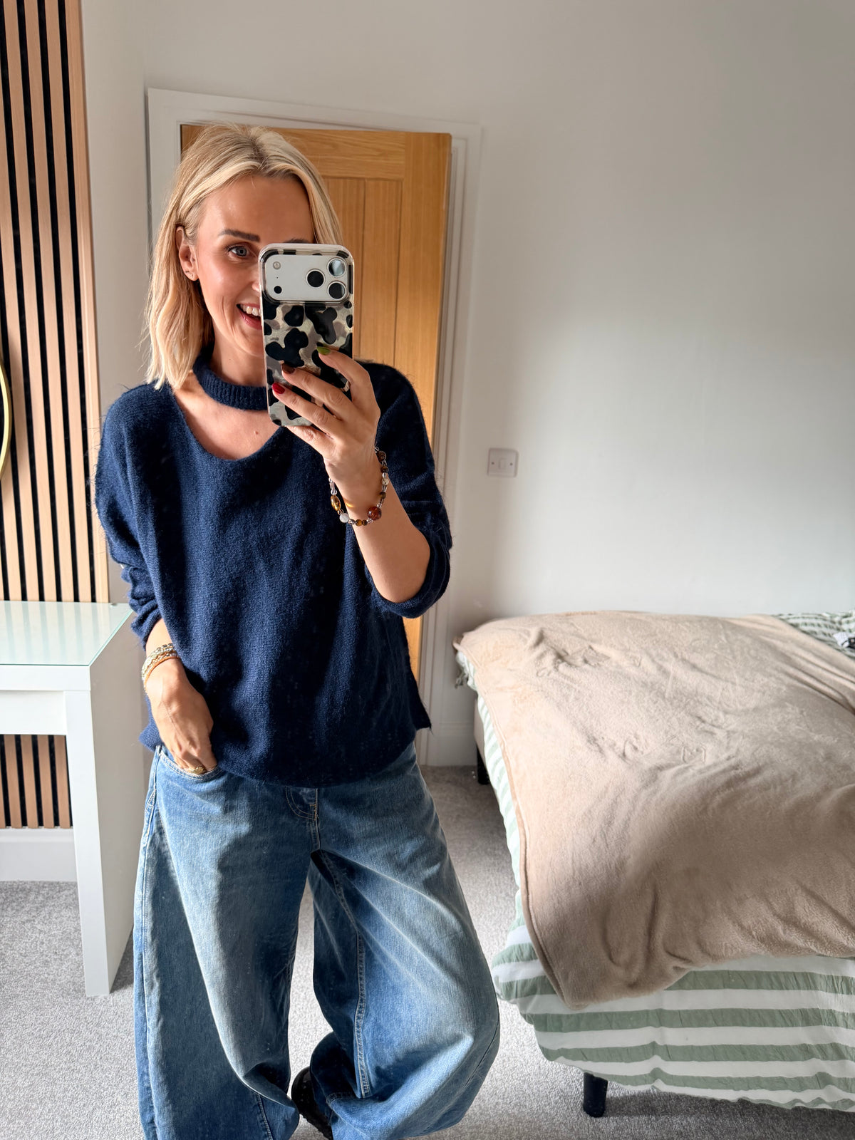 Slash Neck Jumper Navy