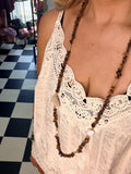 Stone and Crystal necklace Chocolate