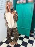 Off Duty Camo Raglan Top Cream