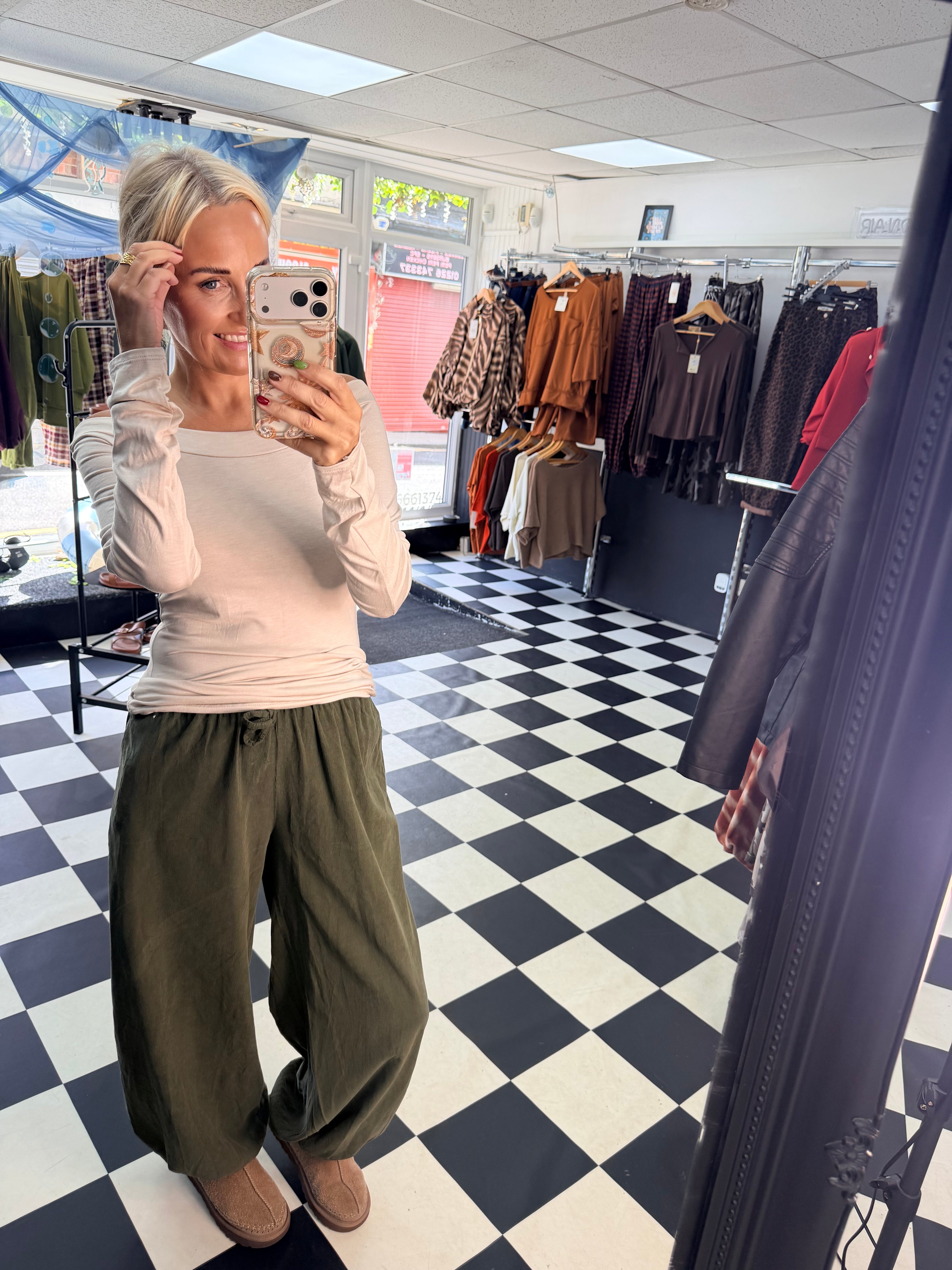 Fine Cord Balloon Trouser Khaki
