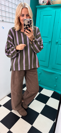 The Autumn stripe - Chocolate and purple