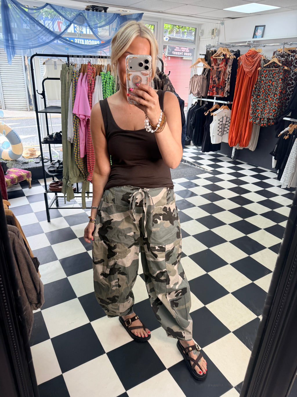 Camo Barrel leg trousers khaki