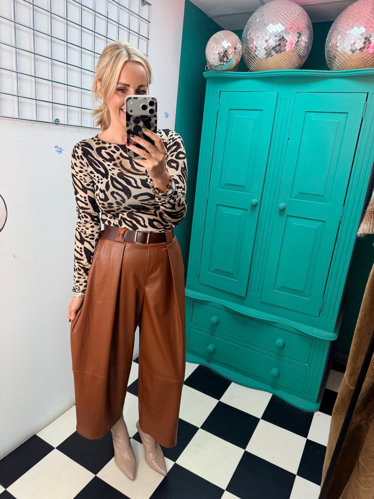 Buttery PU Culottes Tan