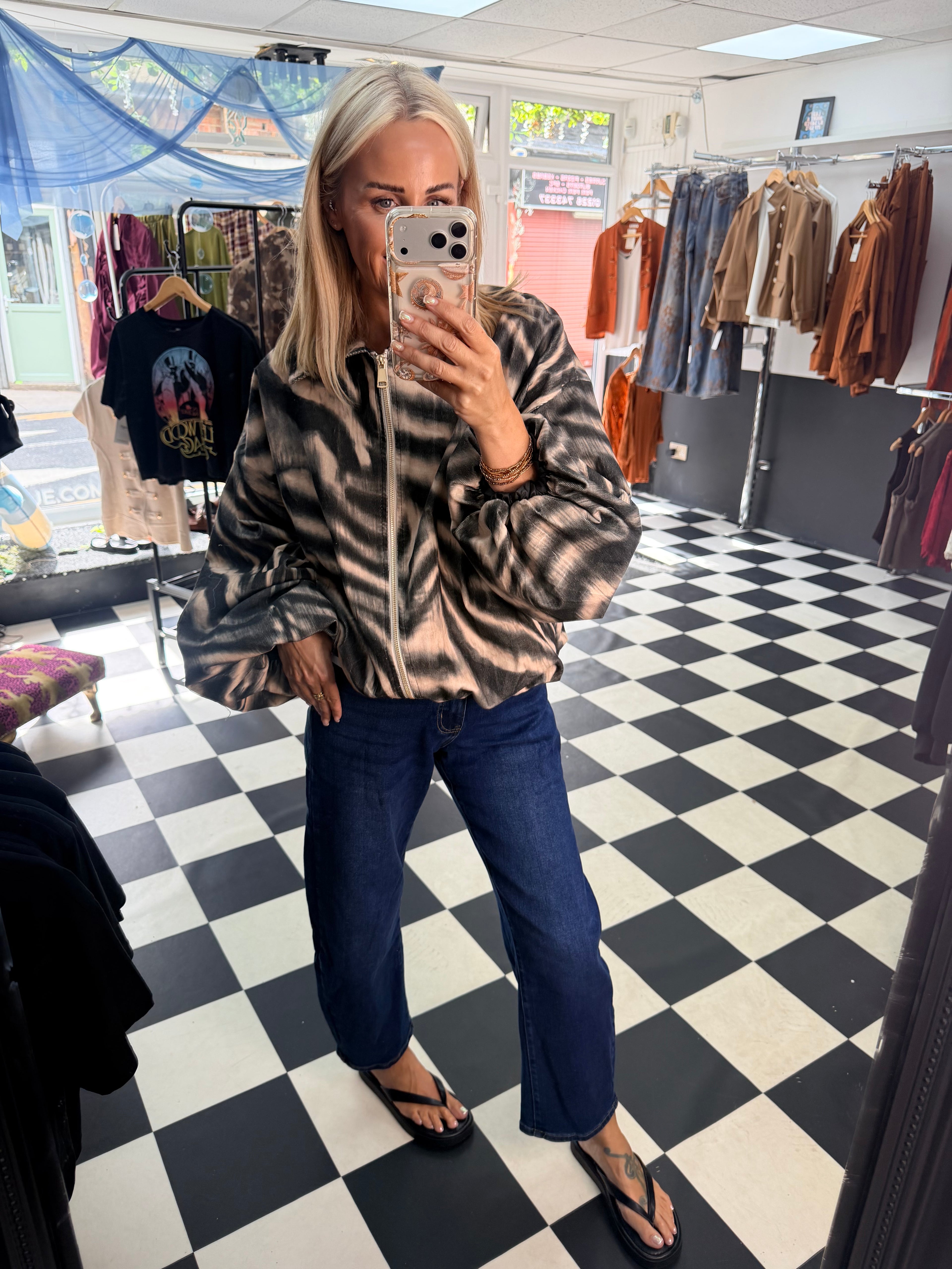 Needlecord Zebra Slouchy Jacket Black