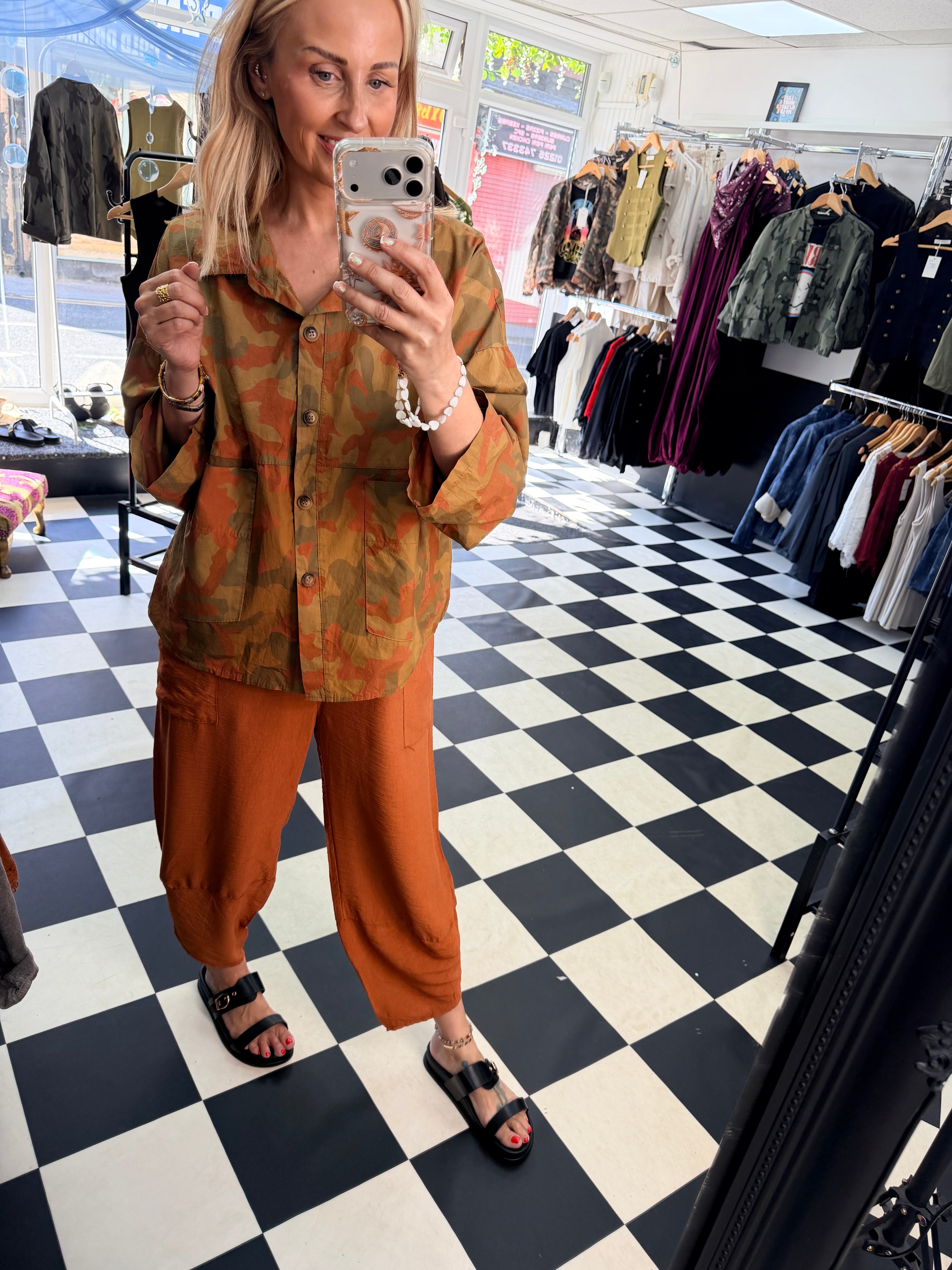 Camo Shacket Rust