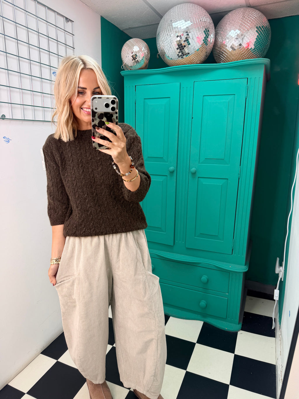 Cord Barrel Trousers Cream