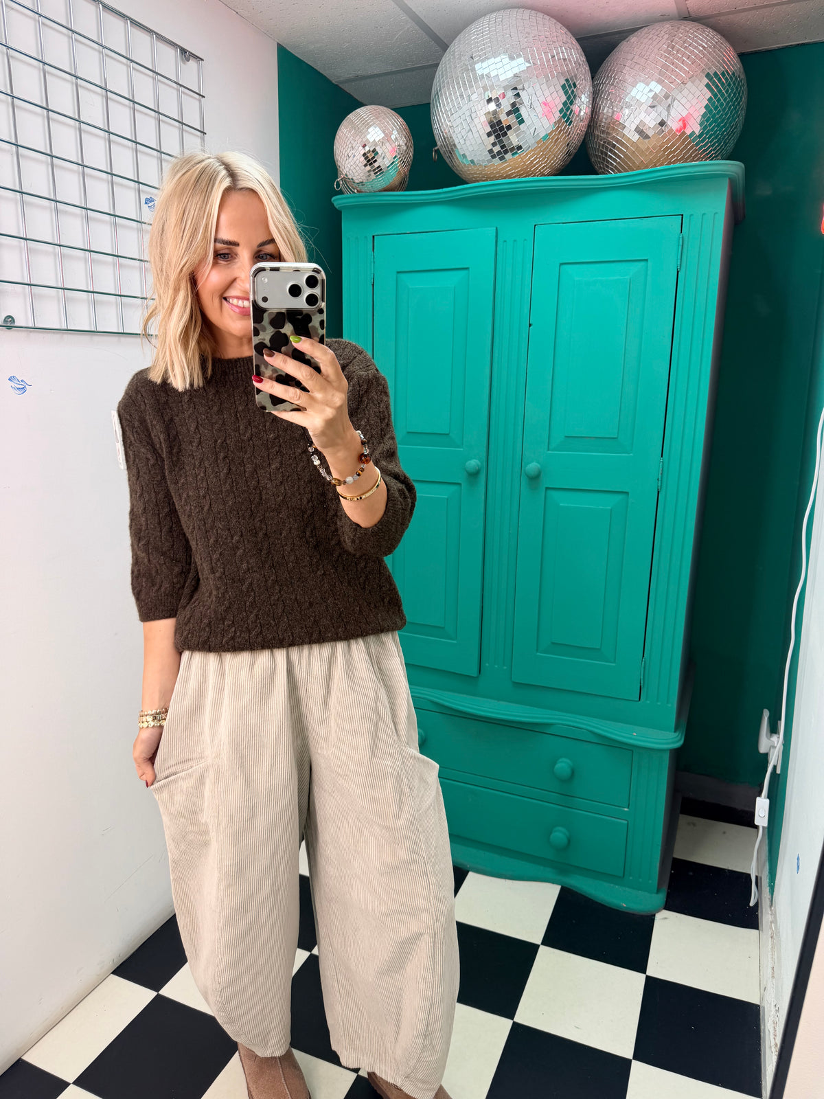 Cord Barrel Trousers Cream