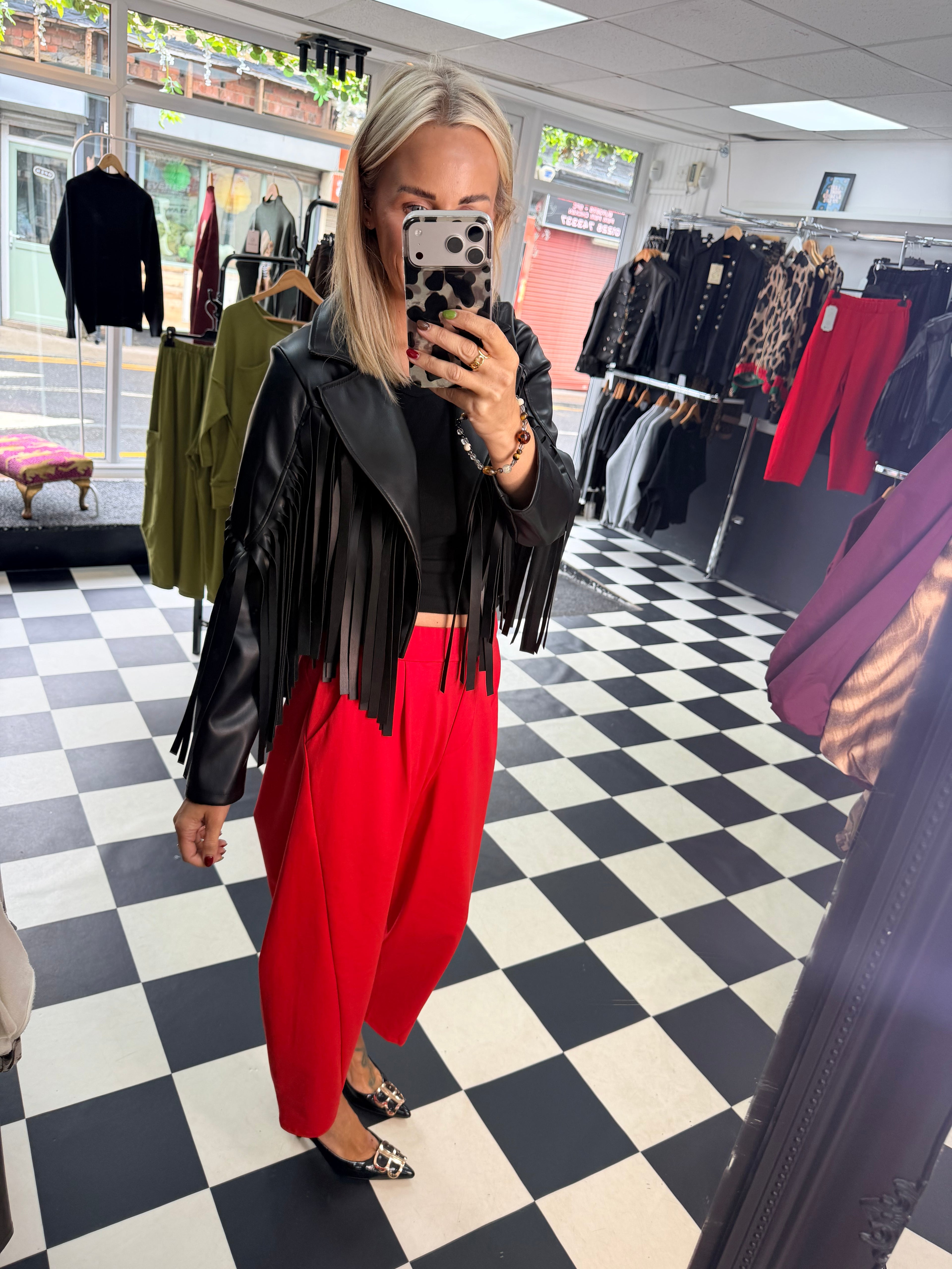 PU Fringed Jacket