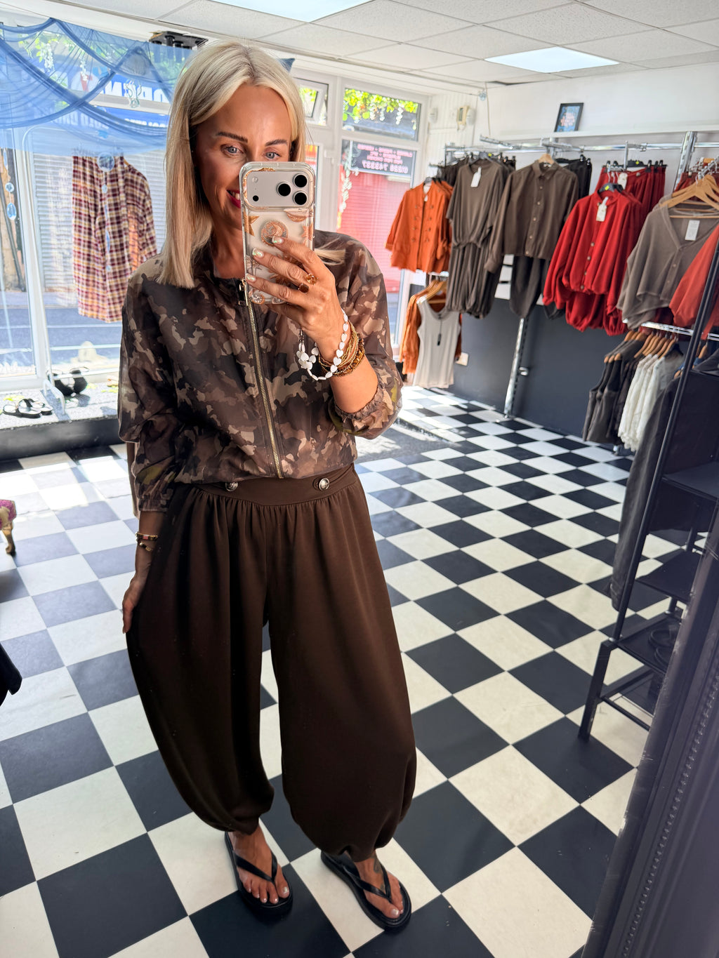 Military Button Joggers Chocolate