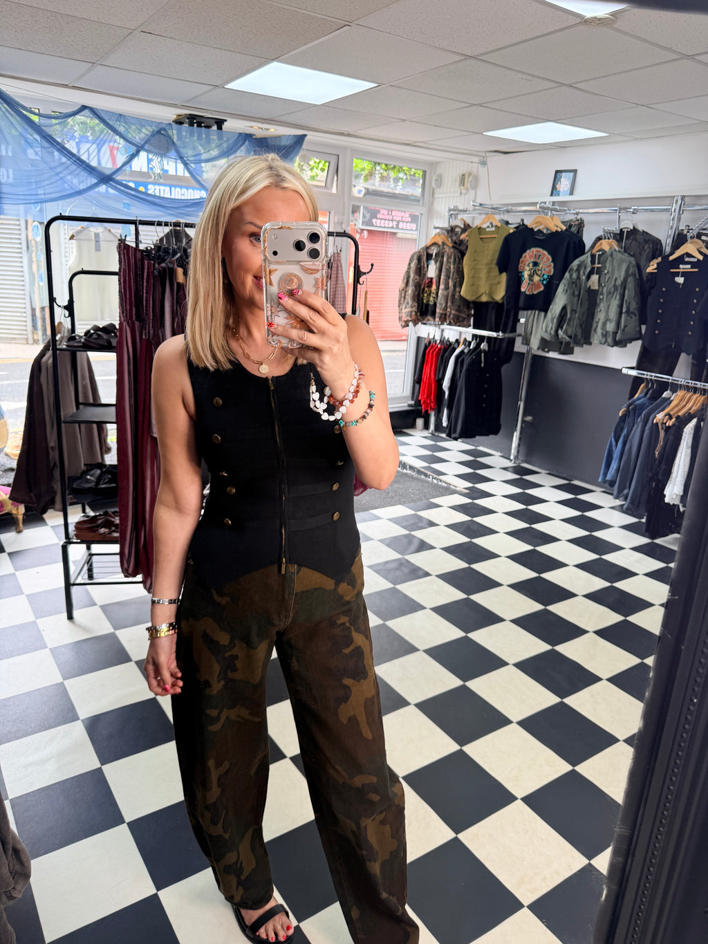 Double zip military waistcoat Black