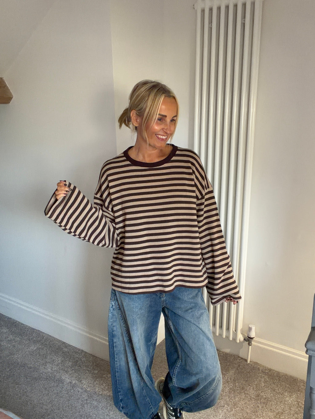 Weekend slouch stripe Chocolate and Camel Special Buy