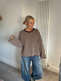 Weekend slouch stripe Chocolate and Camel Special Buy