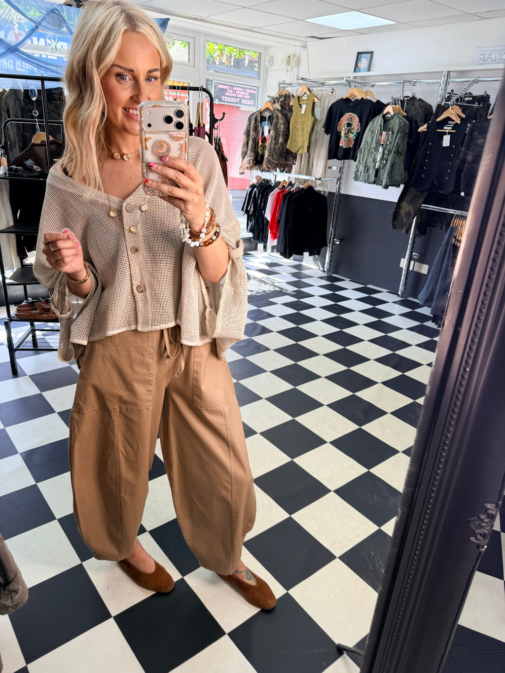 Barrel Leg Trousers Camel