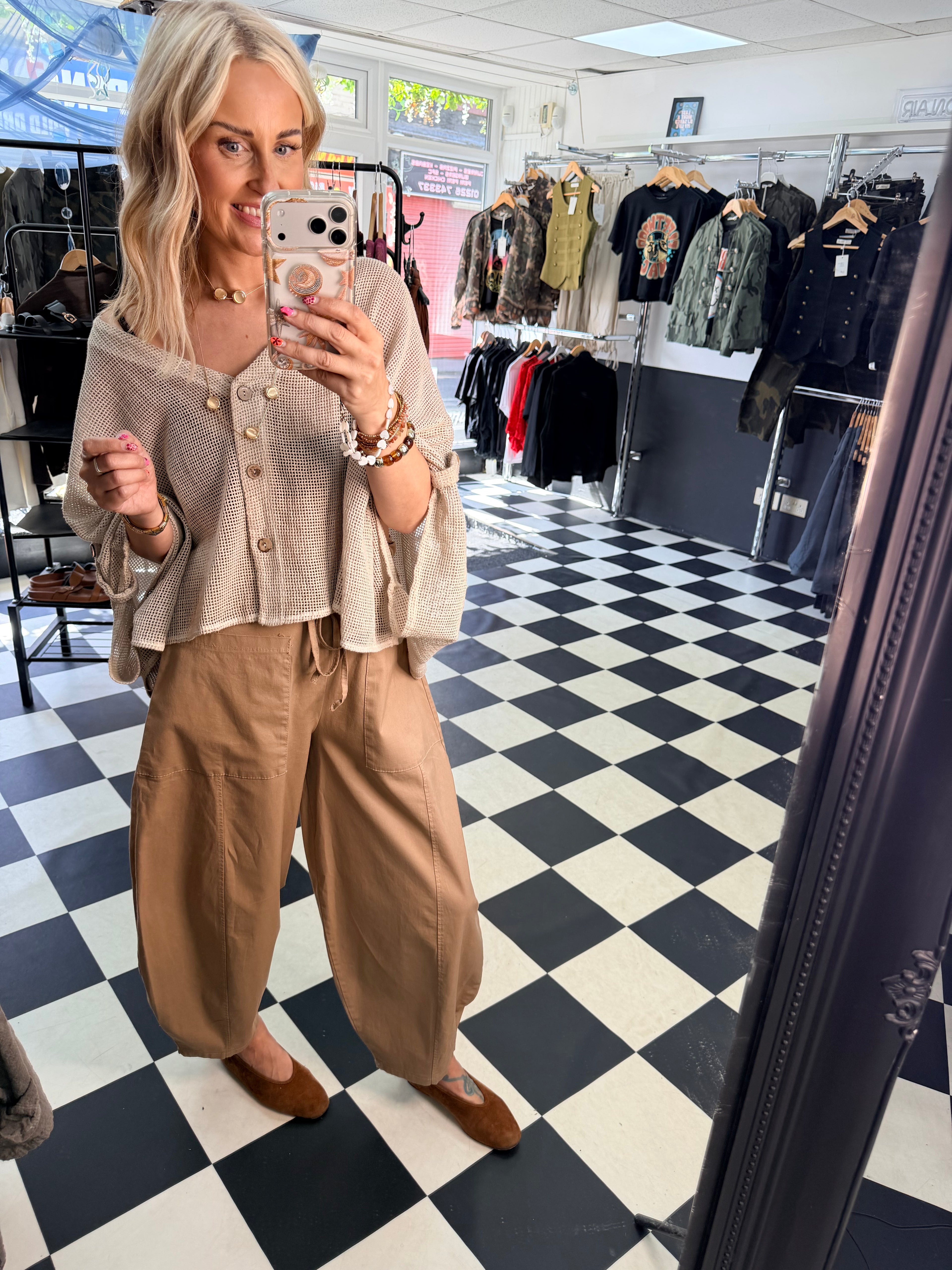 Barrel Leg Trousers Camel
