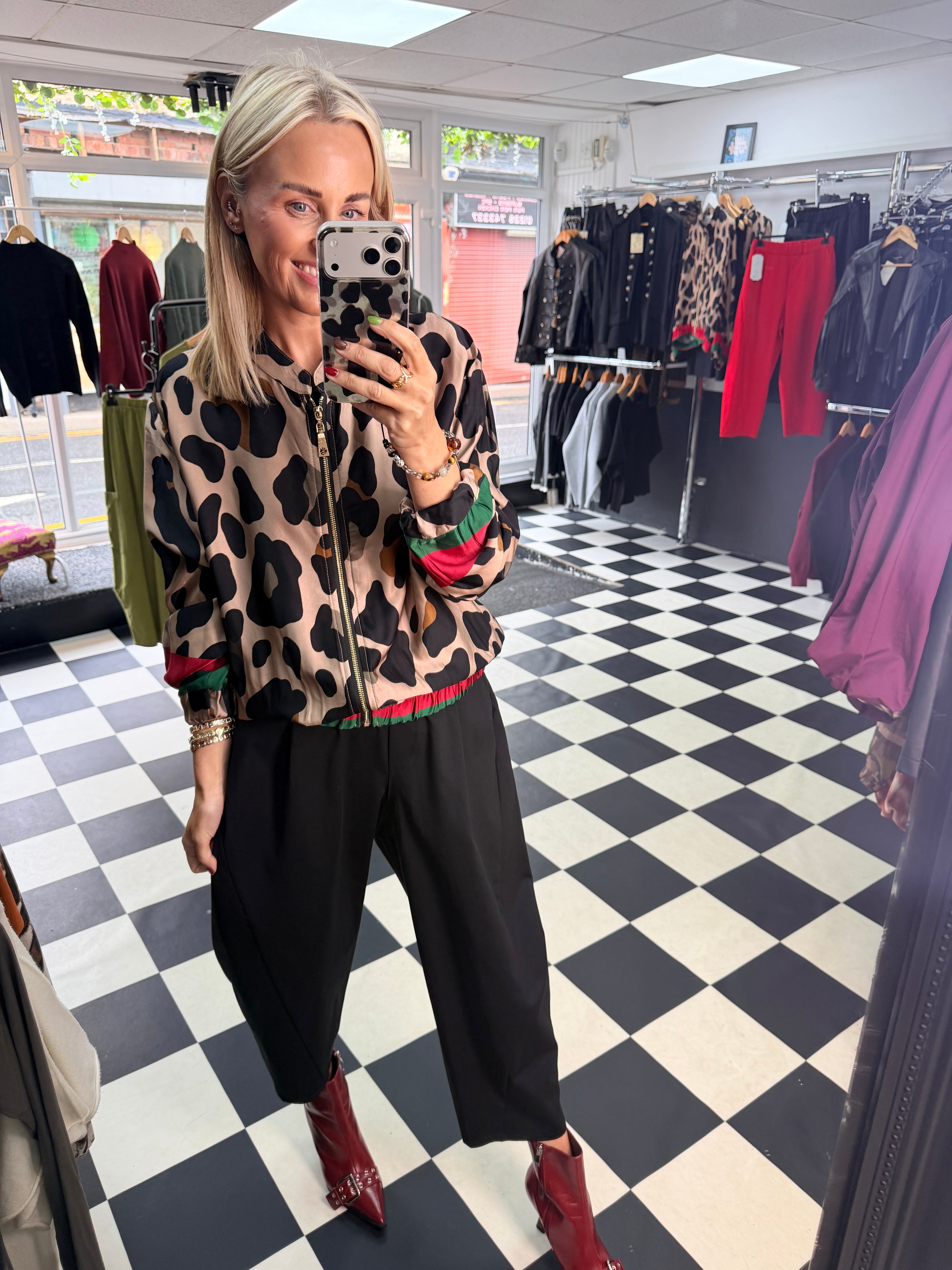 Animal Bomber Jacket Red and Green