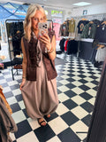 Faux suede military waistcoat -chocolate