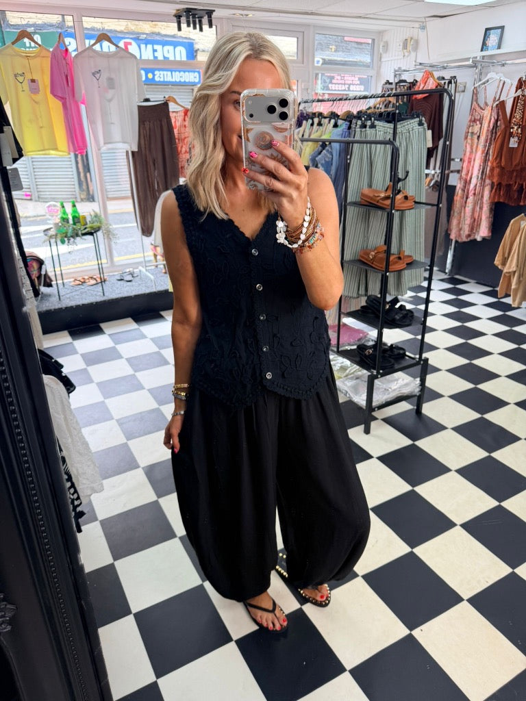 Opel Embellished Waistcoat Black