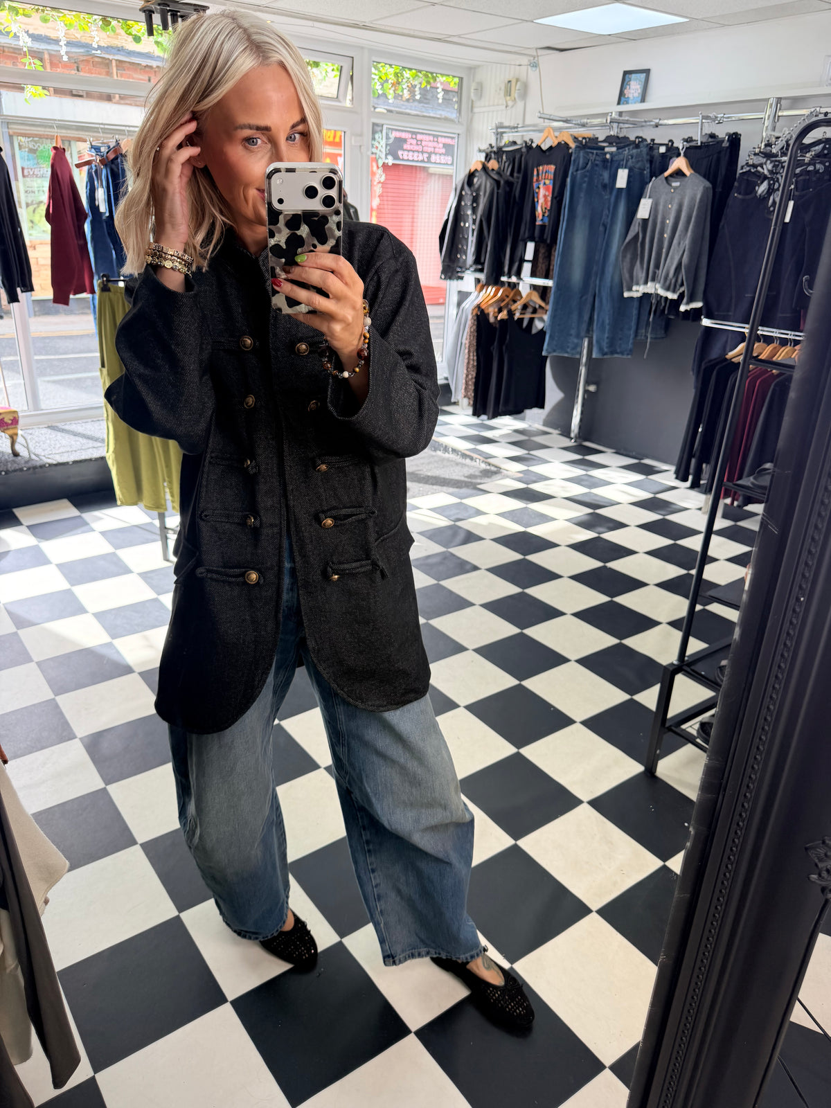 Herringbone Military Jacket Black