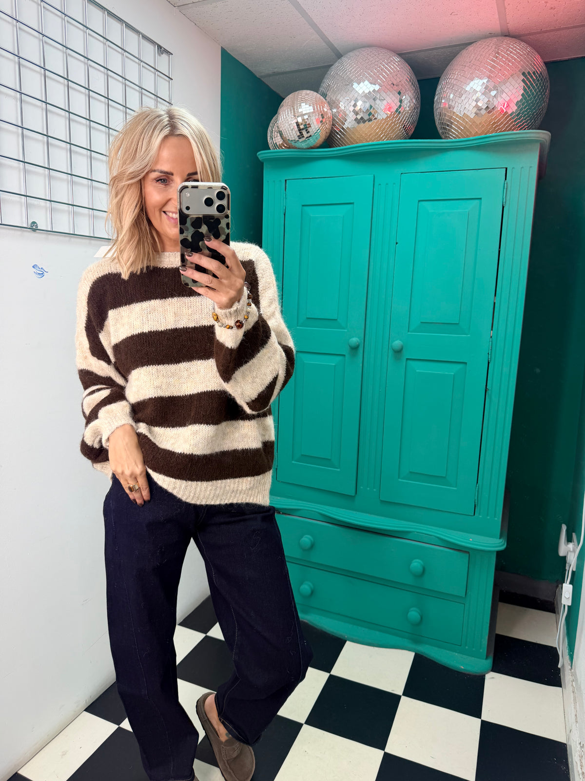 Chunky stripe knit - Mocha and chocolate