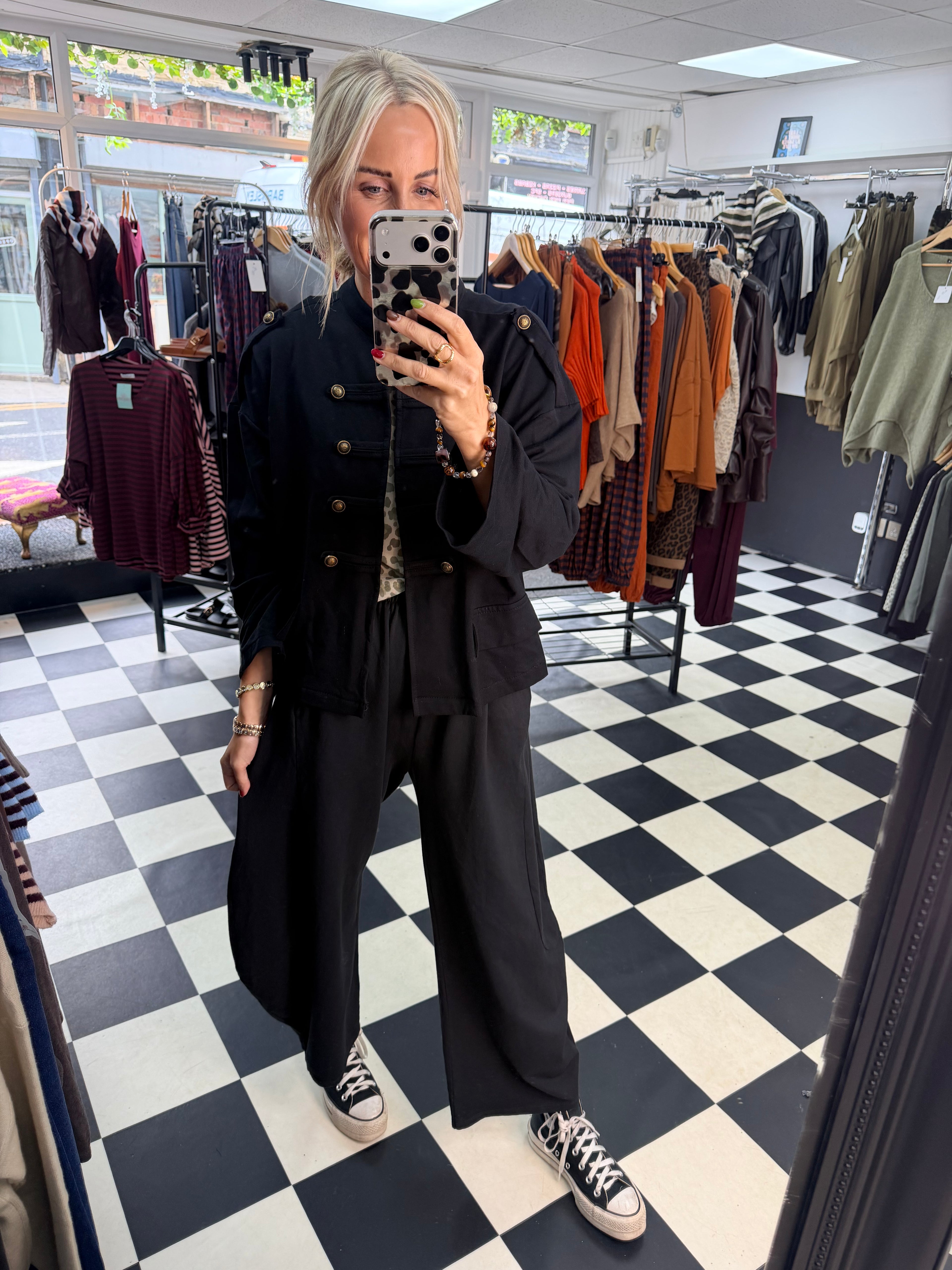 Zeta Otto Black Jersey Military Jacket
