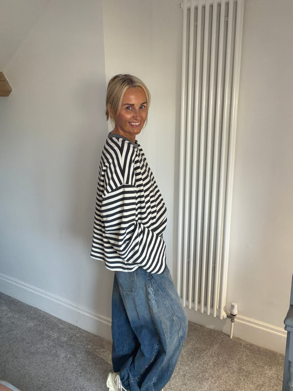 Weekend slouch stripe Grey and White  Special Buy