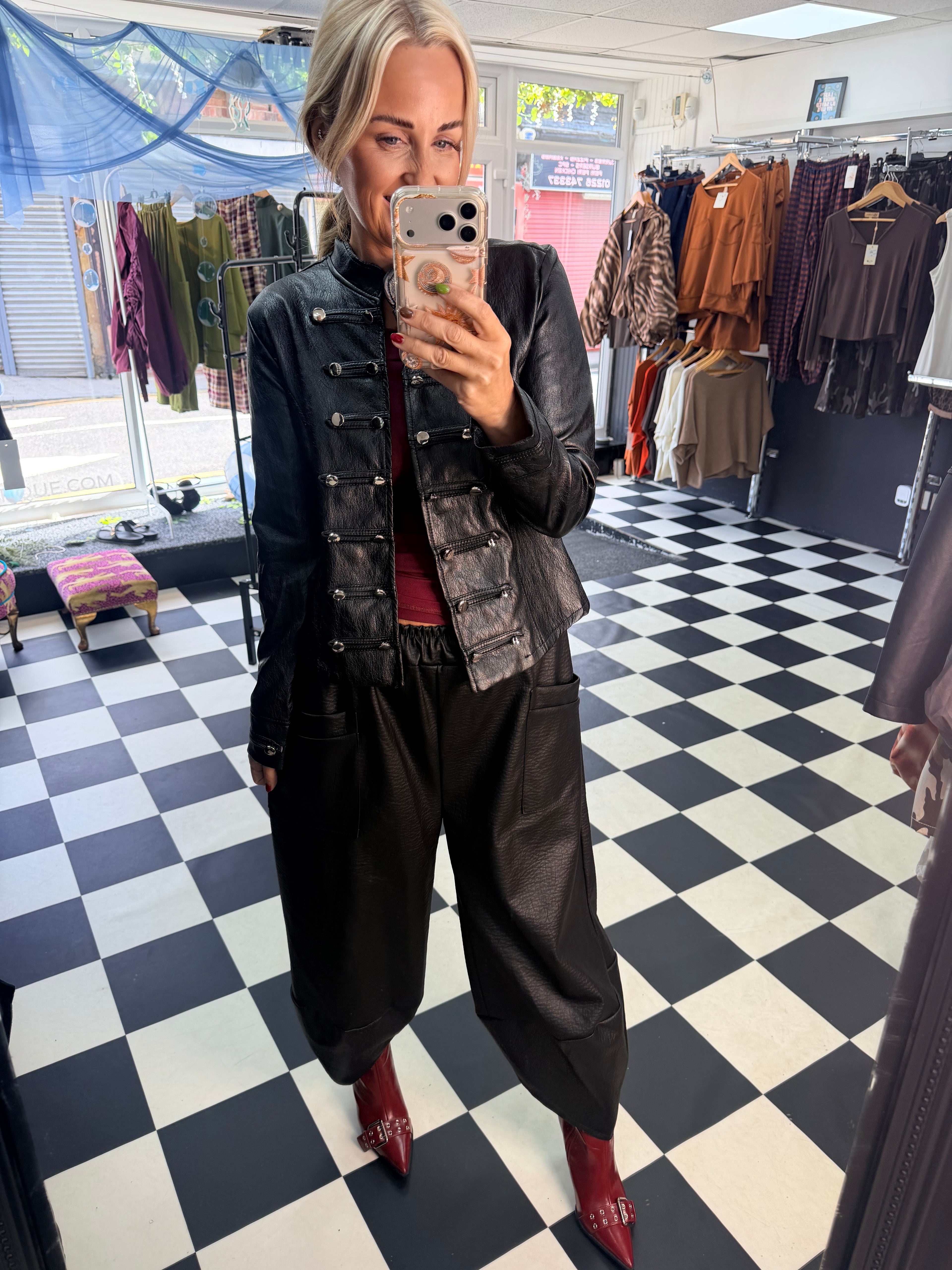 Fitted Military Jacket - Black Size 8-12