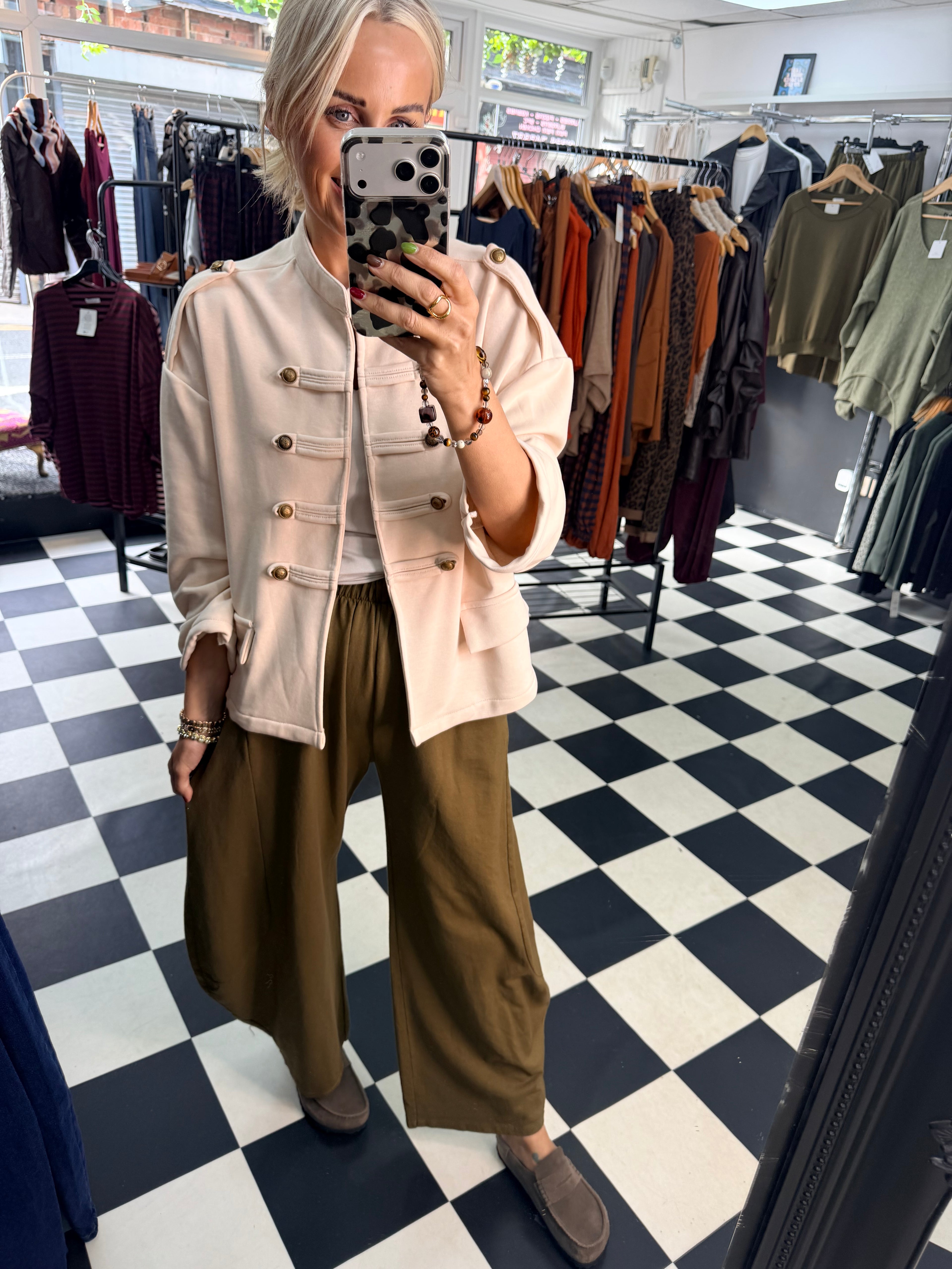 Zeta Otto Cream Jersey Military Jacket
