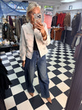 Cropped Military Long Sleeve Blazer Cream