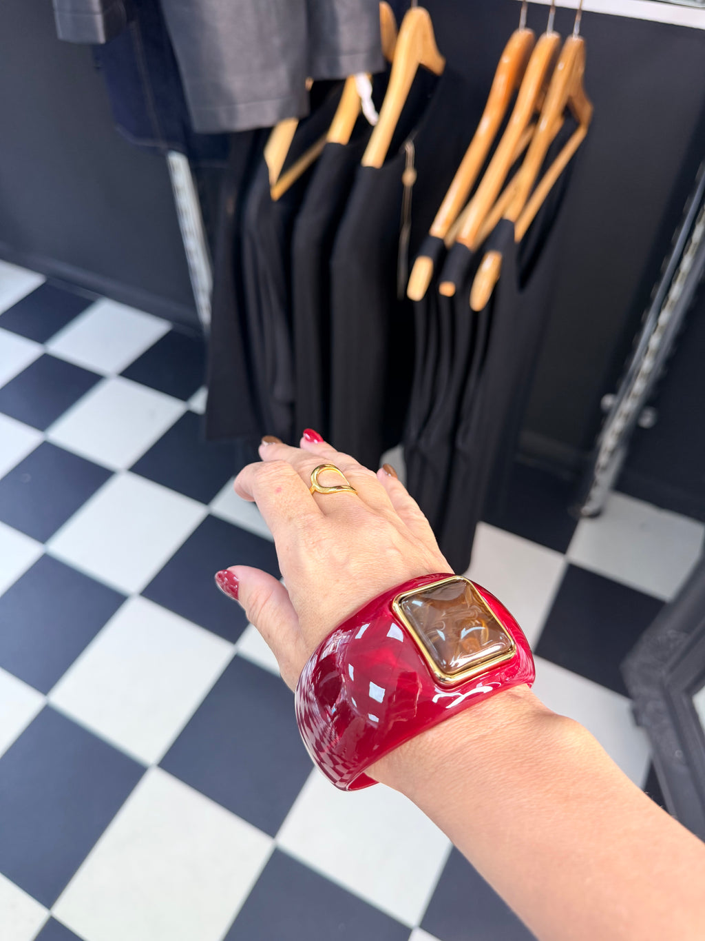Gem Stone Bangle Wine Square