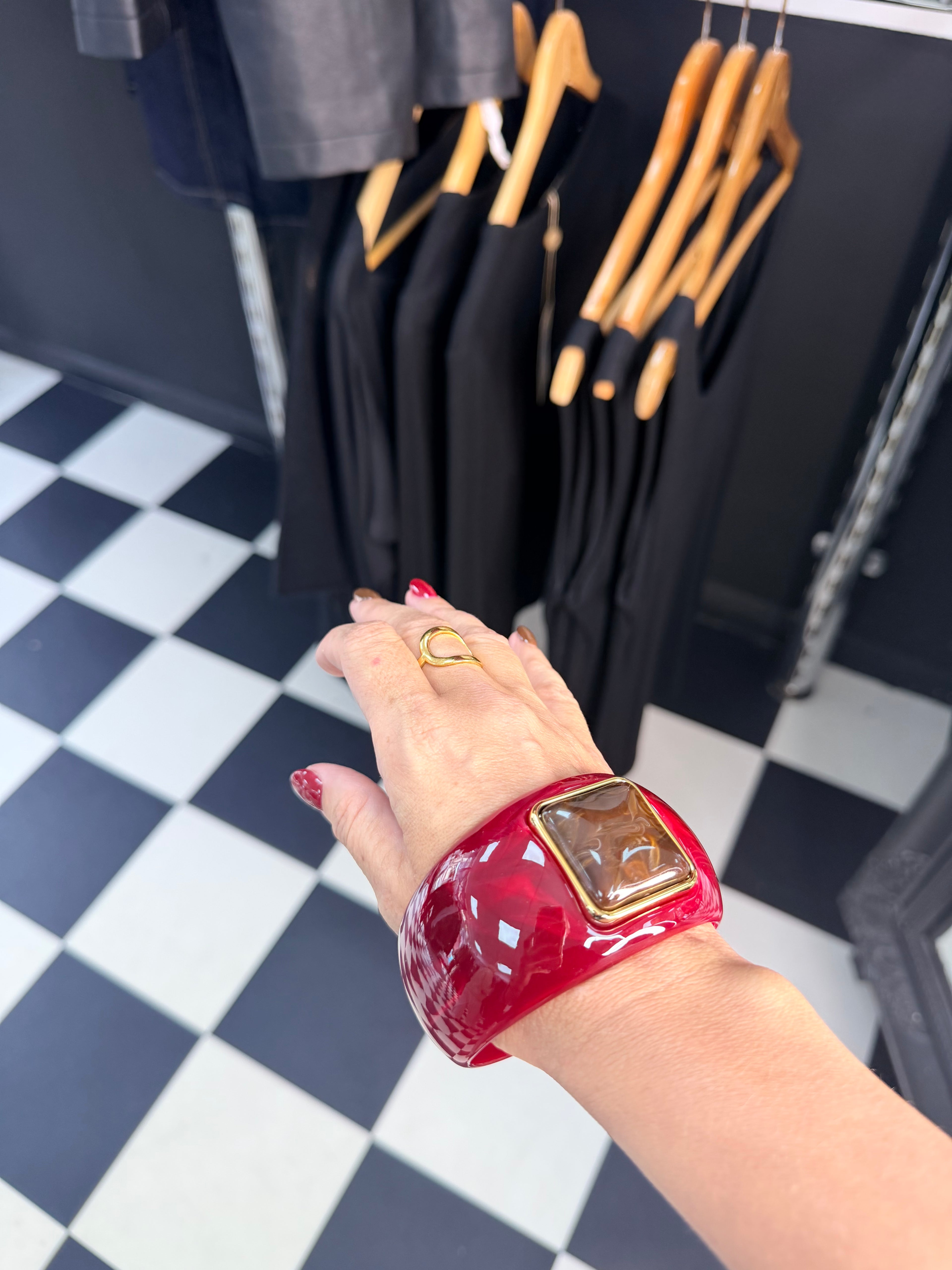 Gem Stone Bangle Wine Square