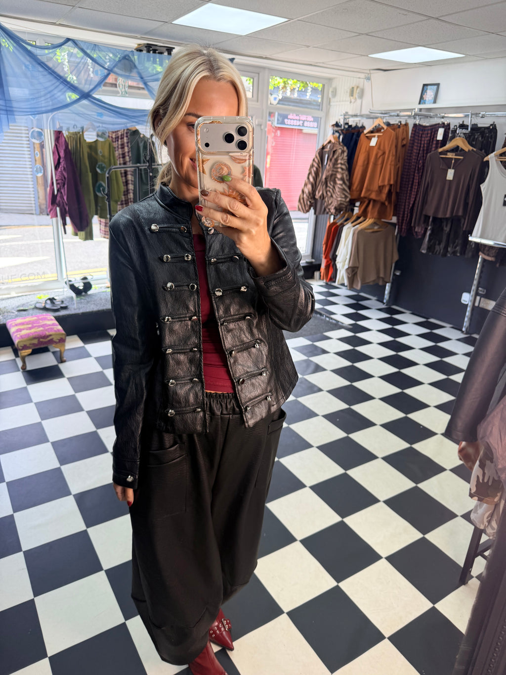 Fitted Military Jacket - Black Size 8-12