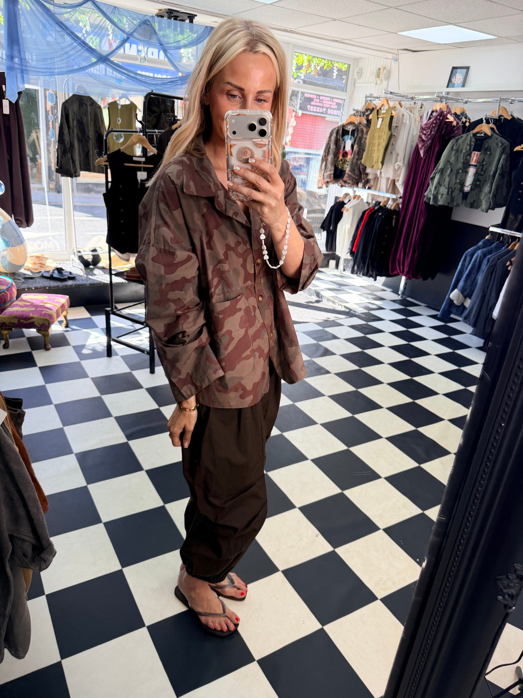 Camo Shacket Chocolate