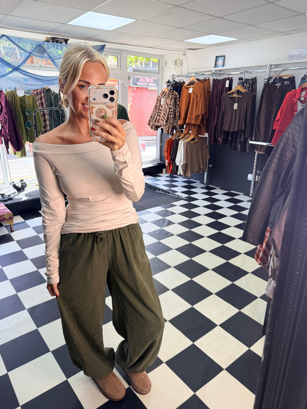 Fine Cord Balloon Trouser Khaki