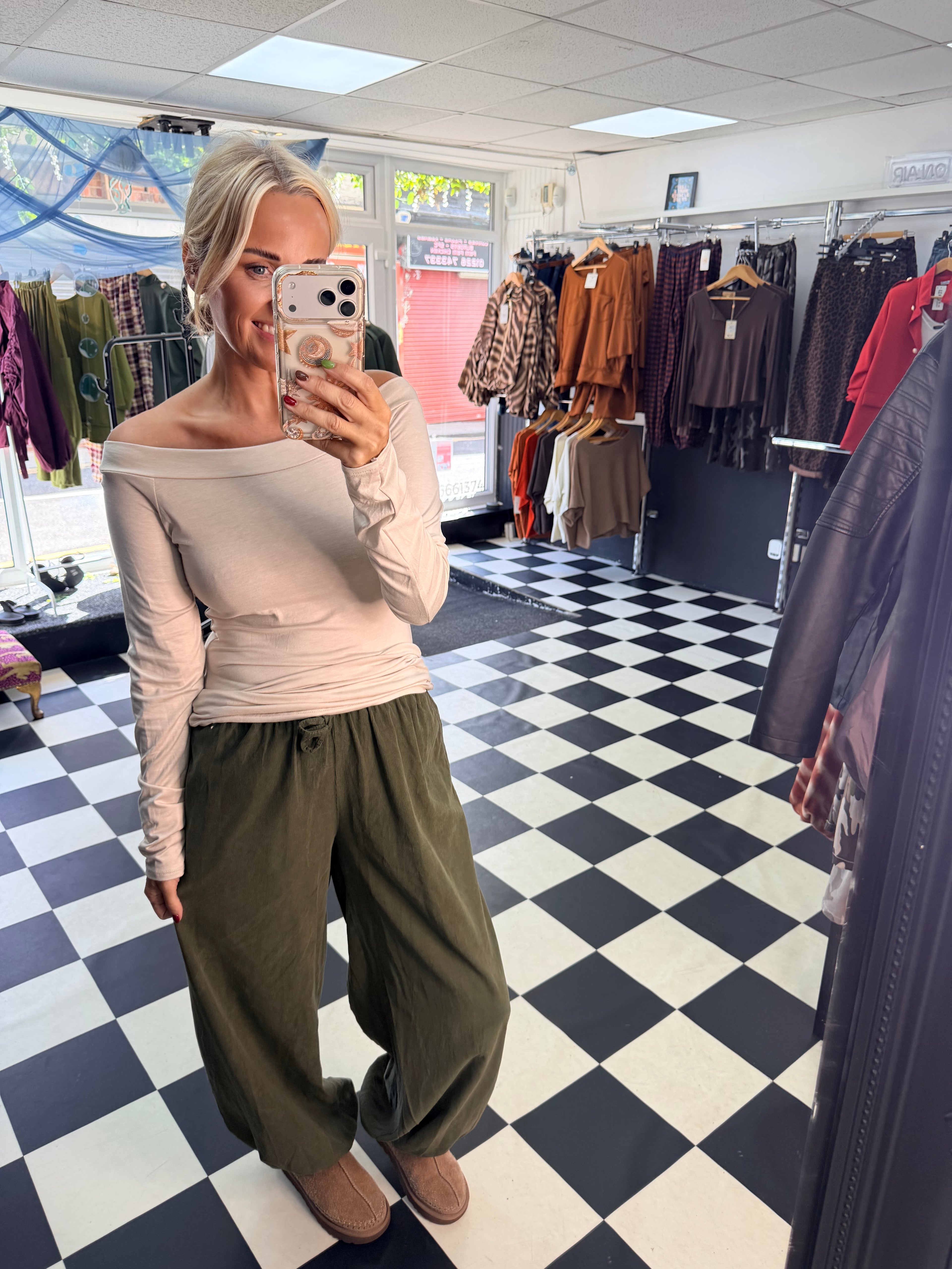 Fine Cord Balloon Trouser Khaki